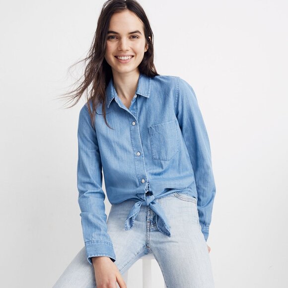 Madewell Tops - Madewell Denim Tie-Front Shirt